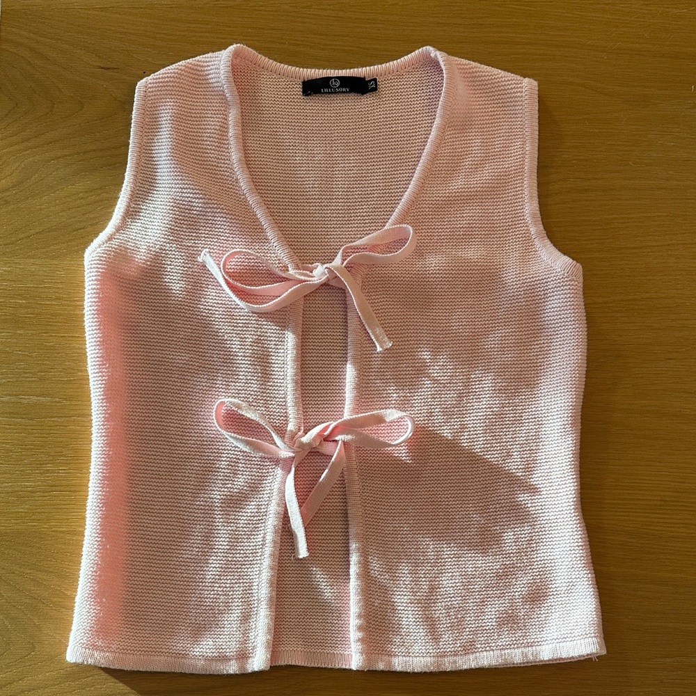 Pink Sleeveless Knit Top